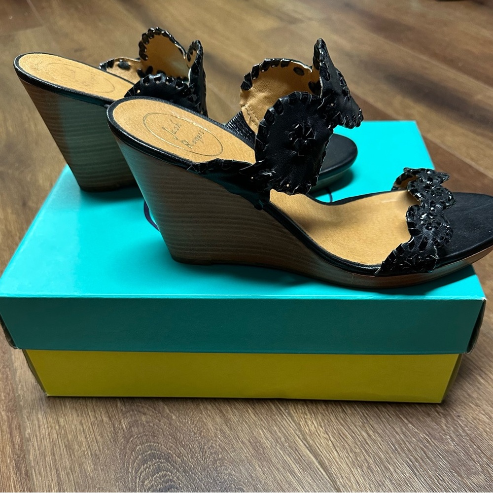 Jack Rogers Black Wedge Sandals